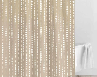 Sand Shower Curtain • Modern Beige Bath Curtain for Bathroom
