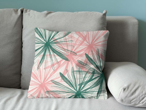 Pink Green Throw Pillow Cover Floral Pillow Cover Decorative Pillows for Couch Sofa Cushion Cover Etsy Canada