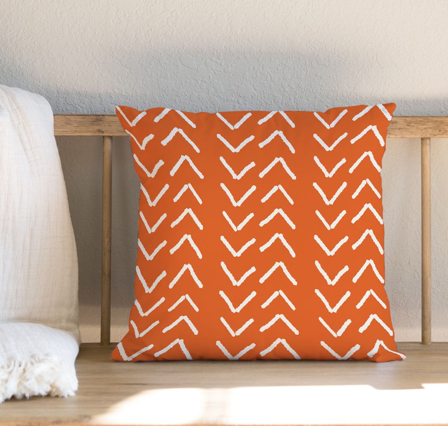 Burnt Orange Mudcloth Print Outdoor Pillow Patio Cushions Etsy