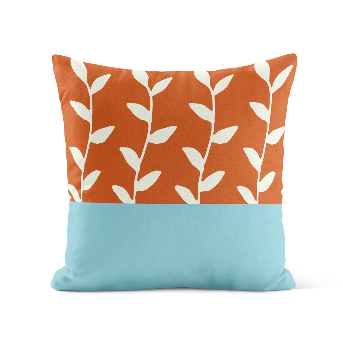Burnt Orange Light Blue Outdoor Pillow Patio Cushions Etsy