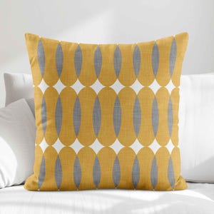 Mustard & Gray Mid-Century Modern Throw Pillow Cover •  Retro Decorative Pillows for Couch