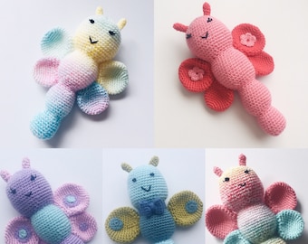 Modèle de hochet papillon PDF, modèle au crochet, modèle Amigurumi, hochet bébé, hochet au crochet, téléchargement immédiat