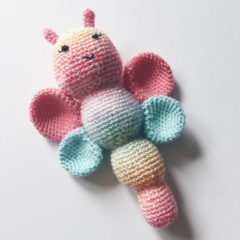 PDF Butterfly Rattle Pattern, Crochet Pattern, Amigurumi Pattern, Baby