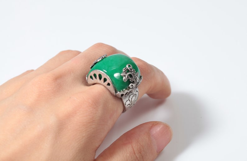Jade Ring Size Adjustable Korean Traditional Hanbok Handmade Accessory 한복반지 3042