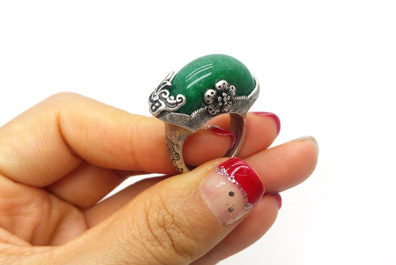 Jade Ring Size Adjustable Korean Traditional Hanbok Handmade Etsy