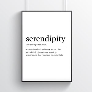 Serendipity Definition Wall Print | Poster | Typography | Quote | Monochrome | Dictionary