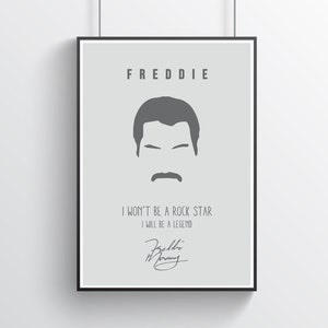 Freddie Mercury Print | Queen Poster | Rock Star Legend Quote | Music Wall Art