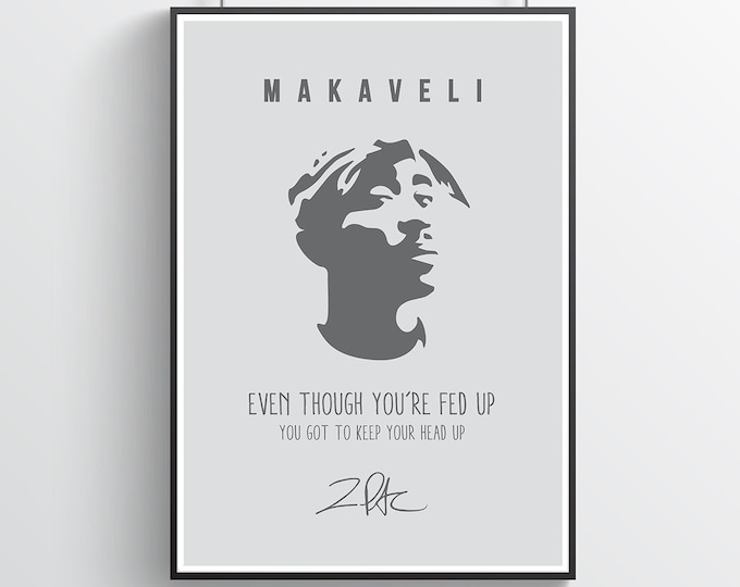 2Pac Print | Tupac Shakur Poster | Hip-Hop Wall Art | 2Pac Lyrics Quote | Rap | Makaveli