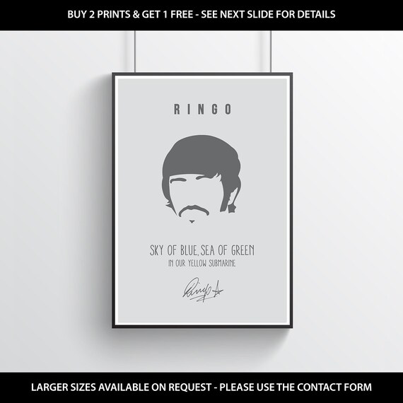 Ringo Starr Icon Wall Print The Beatles Poster Yellow Etsy Uk