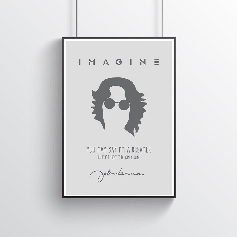 Traduction De La Chanson Imagine De John Lennon John Lennon Imagine Icon Wall Print fr Affiche de paroles | Etsy