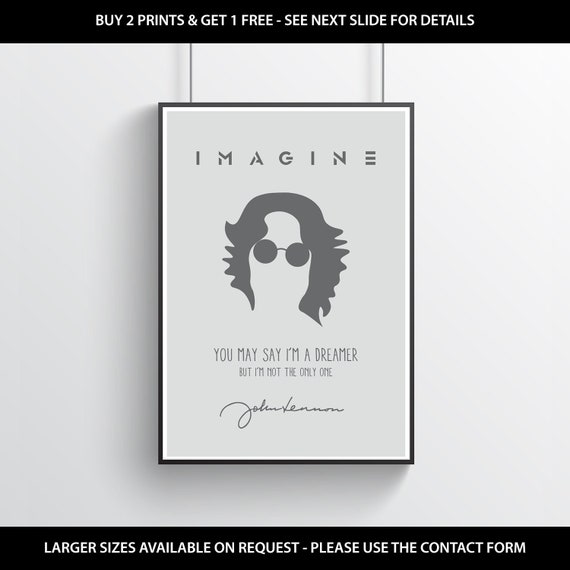 John Lennon Imagine Icon Wall Print Lyrics Poster Etsy