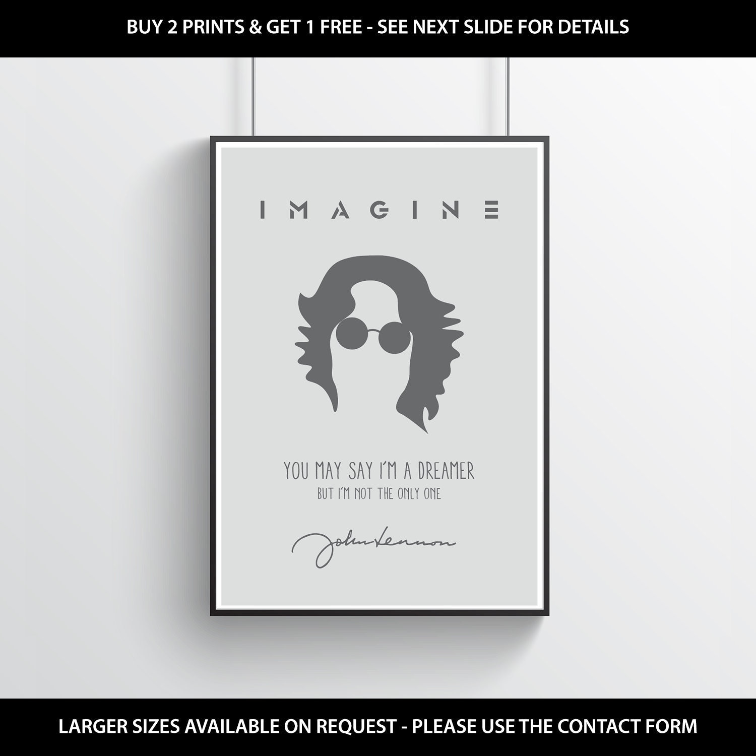 John Lennon - Imagine Icon Wall Print | Lennon Lyrics Poster | Lennon ...