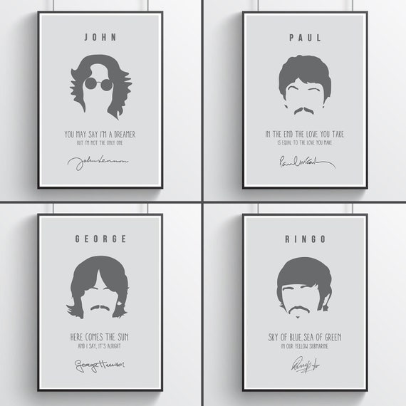 The Beatles Collectible Art Card Set - John, Paul, George, Ringo Memorabilia (4 Cards)