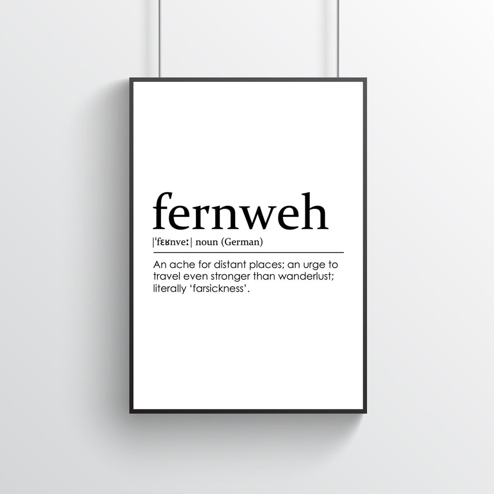 Fernweh Definition Wall Print Poster Typography Quote Etsy