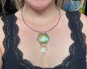 Fauxpal 2 Opal Pendant Translucent Rainbow Glass Necklace Post-Apocalyptic Alchemy Magic