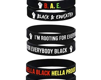 Silicone Rubber Motivational Wristbands - Black Empowerment