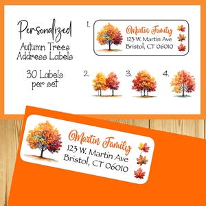 Autumn Trees Return Address Labels: Personalized Fall Stickers - Set of 30