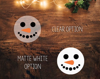 SNOW PEOPLE Faces 1 1/2" Round Envelope Seals Clear or White Matte