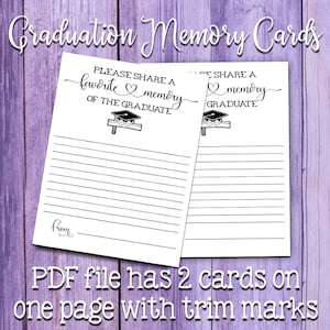Tarjetas de recuerdo de graduación imprimibles, recuerdos y deseos de fiesta de graduación, tarjetas de recuerdo de graduación 2025, descarga instantánea