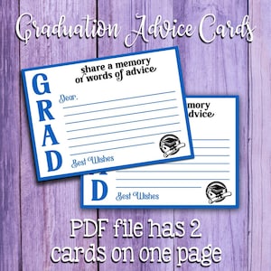 Tarjetas de consejos de graduación imprimibles, consejos y deseos para la fiesta de graduación, tarjetas de consejos de graduación 2025, descarga instantánea