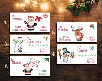 Personalized SANTA LABELS for KIDS Gifts - Personalized Christmas Santa Gift Labels