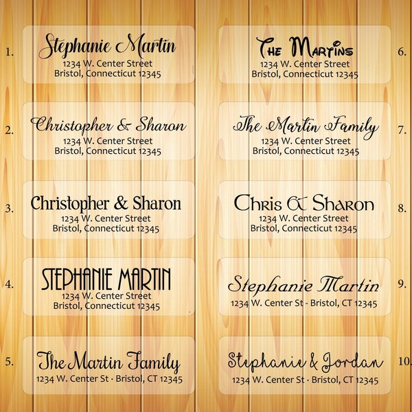 CLEAR Return ADDRESS Labels - Family Name 4, Wedding, Newlyweds, Sets of 30, Personalized