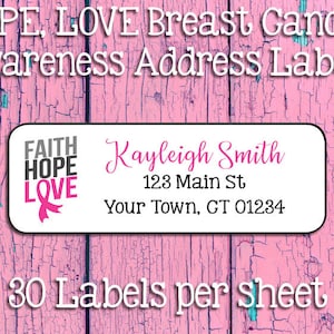 Personalized Return Address Labels Breast Cancer Set of 30 - Etsy