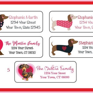 Valentine's Day DACHSHUND ADDRESS Labels, Our Dachshund, Paw Prints, Cute Dog, Sets of 30, Personalized