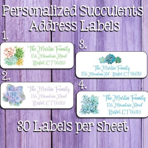 Succulent Designs Return Address Labels, Personalized, Succulents, Sets of 30