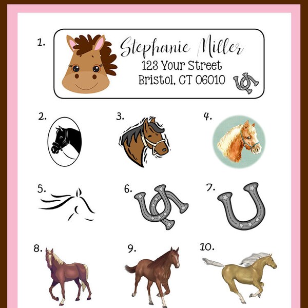 Horse Return Address Labels Etsy