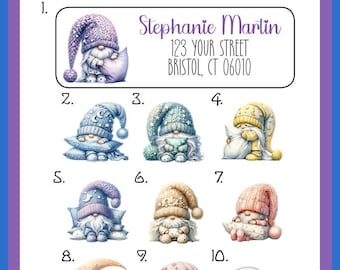 Personalized Sleepy Garden Gnomes Address Labels (Set of 30)