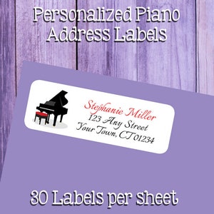 PIANO Return Address Labels, Sets of 30, Personalized Address Labels