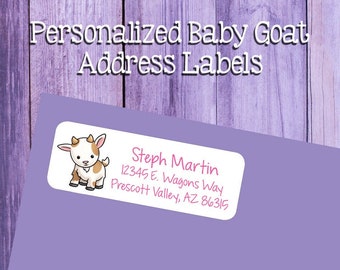 BABY GOAT Return Address LABELS, Sets of 30, Personalized