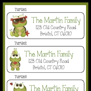 Cute Turtles Personalized Return Address Labels, Sets of 30