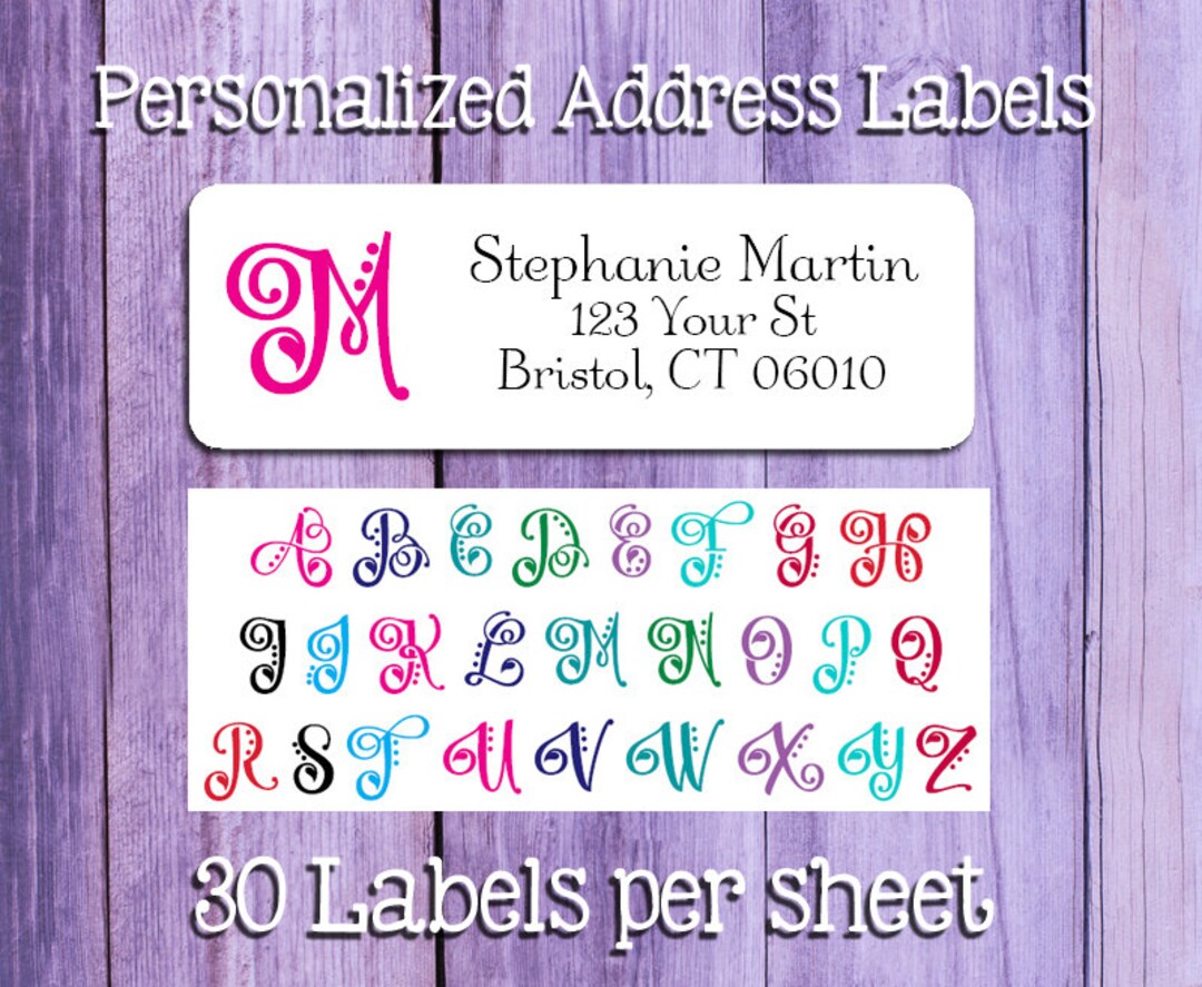 Monogram Return ADDRESS Labels - Monogram, Initial, Wedding, Newlyweds ...