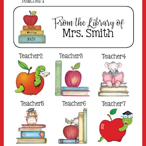 Personalized TEACHER BOOK or Return ADDRESS Labels, Apple, Read, Sets of 30