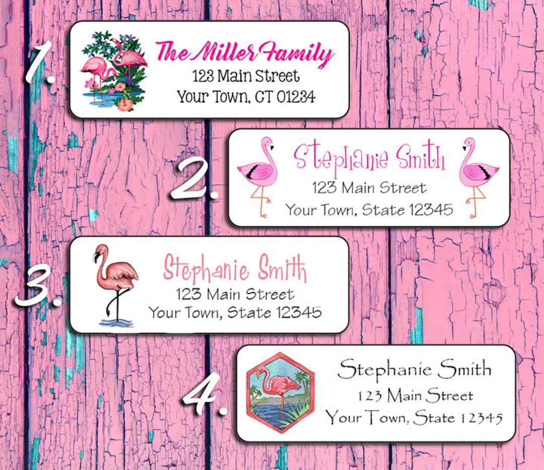 FLAMINGO ADDRESS Labels, FLAMINGOS, Sets of 30, Personalized Etsy