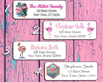 FLAMINGO ADDRESS Labels, FLAMINGOS, Sets of 30, Personalized