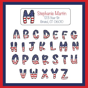 Personalized USA Flag Monogram Address Labels: Sets of 30