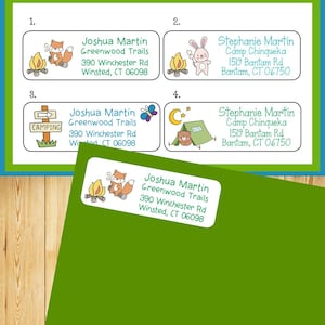 Campingtiere Personalisierte Adressaufkleber Kinder: Kinderlager (30er-Set)