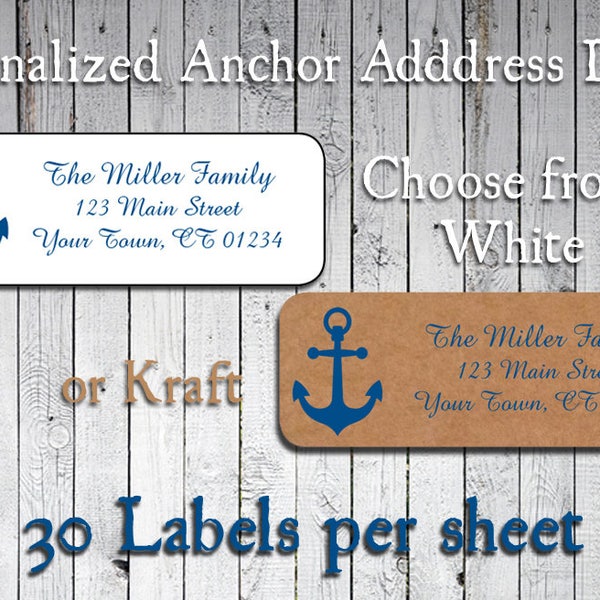ANCHOR Return Address Labels, Return Address Labels, Nautical. Wedding, Newlyweds, Shower, Sets of 30, Personalized