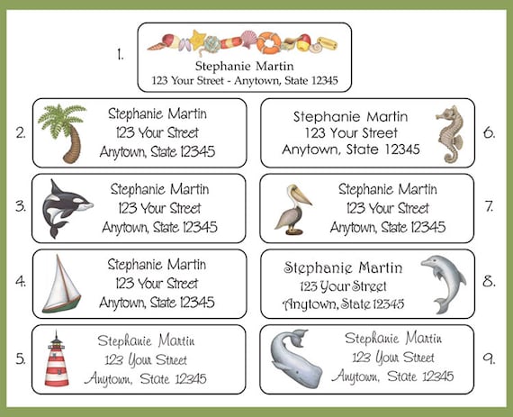 Seaside, Nautical Personalized Return Address Labels, Beach, Lighthouse, Sets of 30, Summer Labels