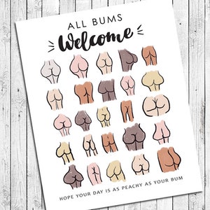 Todos os BUMS são bem-vindos 8x10 Download instantâneo Decoração de banheiro Impressão, DIY, Arte de parede de banheiro engraçada