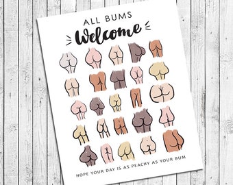 All BUMS Welcome 8x10 Instant Download Bathroom Decor Print, DIY, Funny Bathroom Wall Art