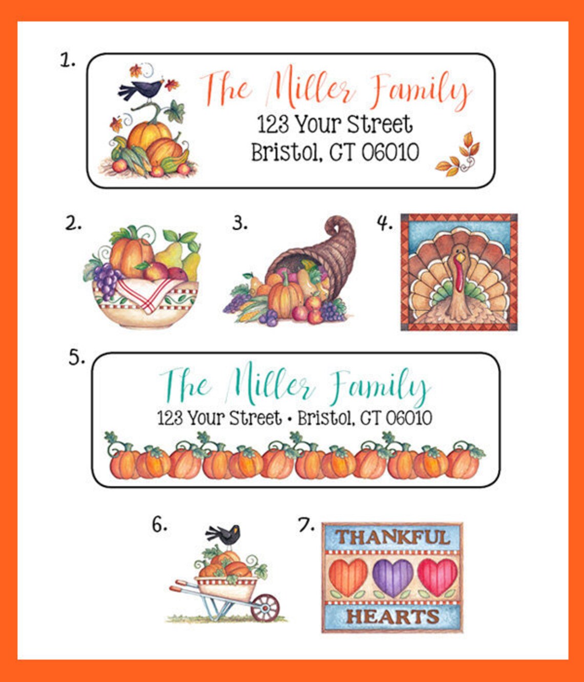 THANKSGIVING Address Labels Return Address Labels Sets of Etsy