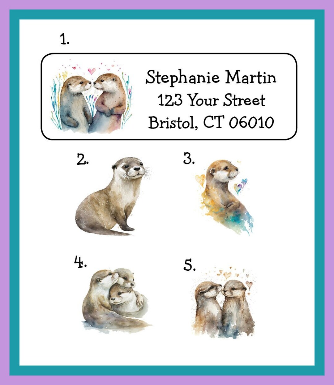 OTTER Return ADDRESS Labels, so Cute OTTERS Sets of 30 Labels