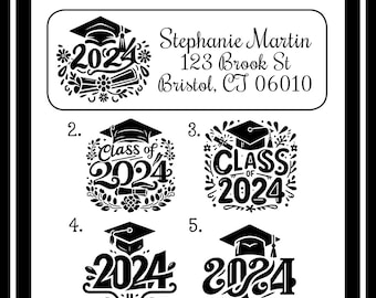 Class of 2024 Personalized Graduation Return Address Labels, Party Favor Labels,  Party Invitation Labels, Sets of 30