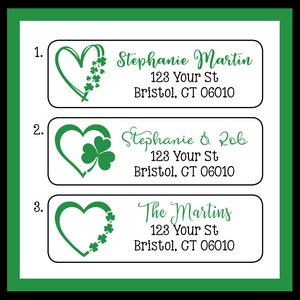 Labels SHAMROCK HEART, eigendom van, adreslabels, sets van 30 gepersonaliseerde labels, St. Patrick's Day