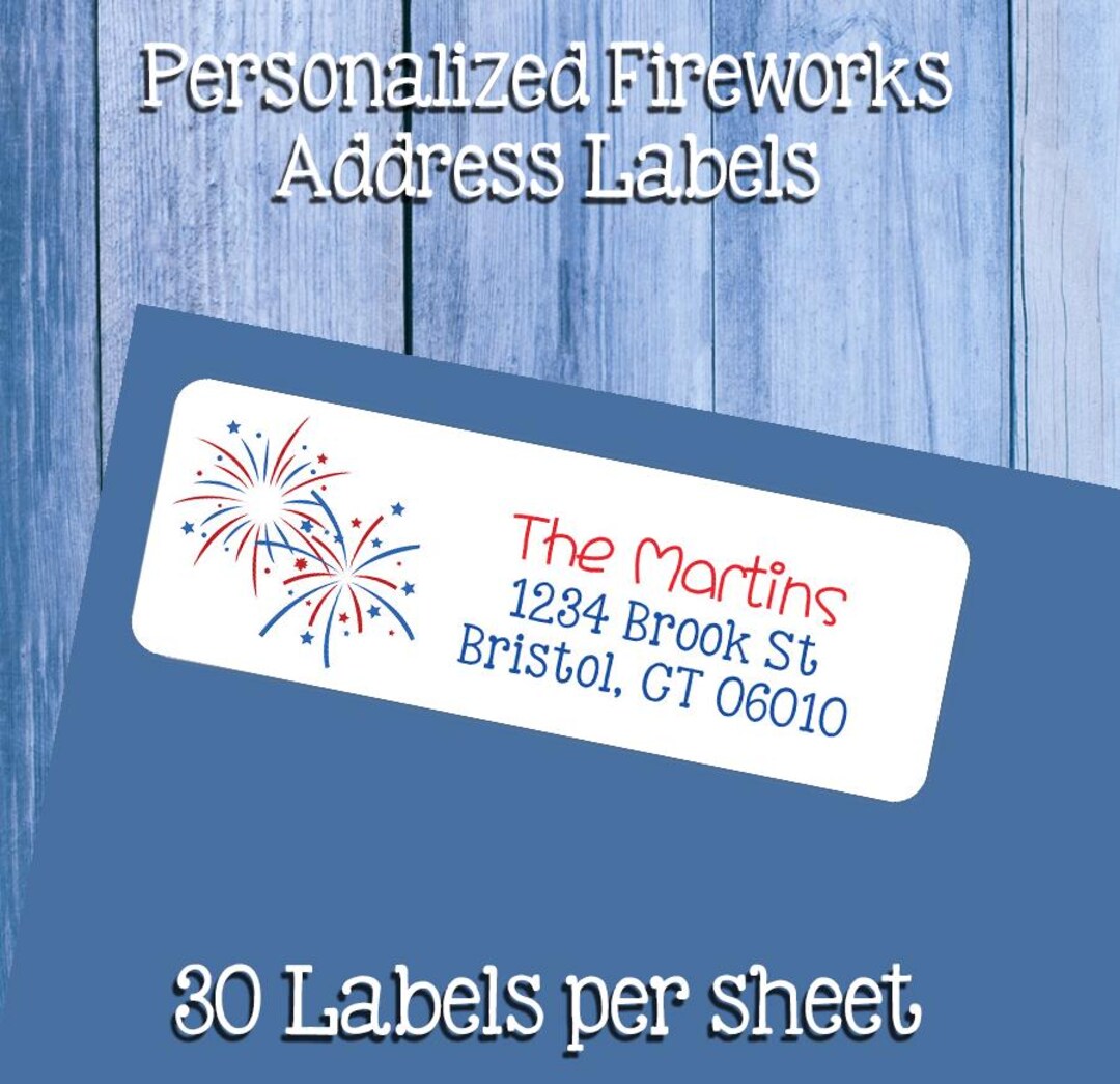 Personalized 4th of July Fireworks Address Labels, Set of 30 - Etsy