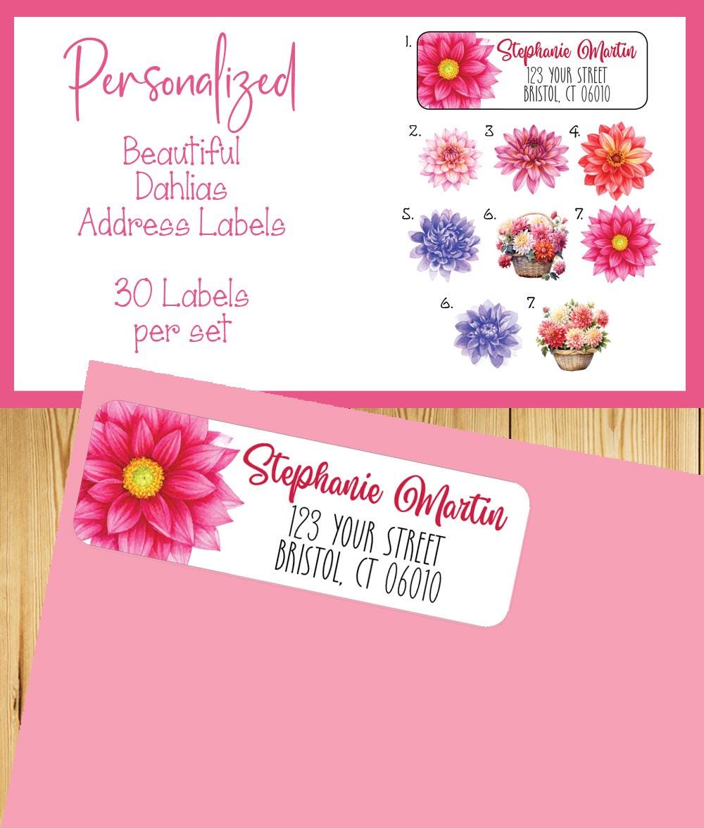 Dahlia Address Labels: Personalized Return Address Stickers, Set
